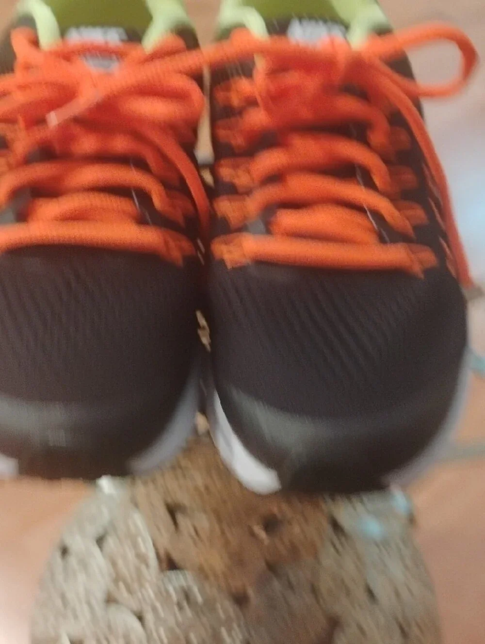 Youth Nike running shoes - Black, Neon Green & Bright Orange 4.5Y